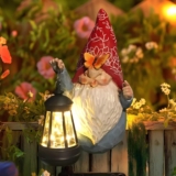 HONGLAND Solar Gnome Fence Light – Outdoor Hanging Garden Decor, Weatherproof Yard Ornament for Patio & Tree, Funny Gift for Garden Lovers