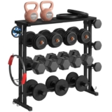 HOOBRO 4-Tier Dumbbell Rack, Heavy-Duty Weight Stand with Non-Slip Floor Protection & Side Hooks Sold by HOOBRO UK / FBA