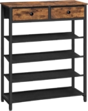 HOOBRO Shoe Rack, 5 Tier Shoe Storage Organizer with 2 Non-Woven Drawers, 16-20 Pairs of Shoes for Entryway, Shelf with 4 Oxford Fabric Shelves and Wooden Top, Closet, Rustic Brown EBF78XJ01