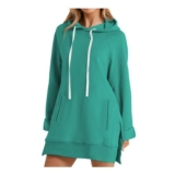 HOOUDO Longline Hoodie Dress for Women Oversized Green