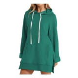 HOOUDO Longline Hoodie Dress for Women UK Mint Green
