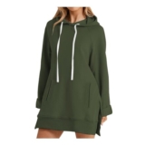 HOOUDO Longline Hoodies for Women Oversized Sweatshirt Dress Army Green