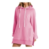 HOOUDO Longline Hoodies for Women Oversized Sweatshirt Dress Pink