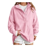 HOOUDO Oversized Sweatshirts for Women Mock-Neck Pullover Pink
