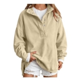 HOOUDO Oversized Womens Mock Neck Sweatshirt Khaki