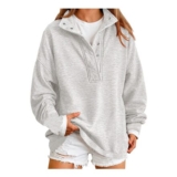 HOOUDO Womens Mock-Neck Oversized Sweatshirt