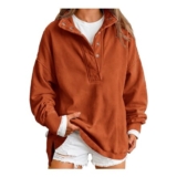 HOOUDO Womens Oversized Mock-Neck Orange Sweatshirt