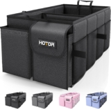 HOTOR Car Boot Oganiser – Large-Capacity Auto Trunk Organizer Collapsible Multi Compartments, Foldable Boot Storage for SUVs, Sturdy Car Accessories for Men Camping Tools, Black, 54.0 32.0 27.0 cm