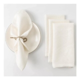 HSOFTIFY 100% Natural Linen Napkins, Set of 4, White