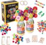 HTI DIY Flower Bouquet Craft Kit for Kids Ages 3 300 Piece Make Your Own Felt Flower & Button Vase Set Fun Arts & Crafts Activity for Girls & Boys Creative Gift Idea