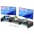 HUANUO Dual Monitor Stand Riser, Adjustable Length & Angle, Wooden Monitor Riser for 2 Monitors