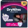HUGGIES DryNites Pyjama Pants, Girls 4-7 Years (17-30KG), 30 x Bedwetting Pants, Up to 100% Leak Free Nights
