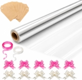 HURUC Clear Cellophane Wrap Roll 80cm x 30m Extra Wide 2.5 Mil Wrapping Paper for Gift Wrapping, Florist Packing, Basket Hampers, Christmas & Birthday Gifts (Folded)