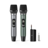 HWWR Wireless UHF Dual Dynamic Microphones Karaoke with Rechargeable Receiver