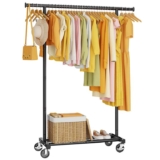 HYSEYY Clothing Rail with 4 Lockable Wheels & Storage Shelf, 162H x 102W x 42D cm, Black – with vouchers – Sold by Vinsena FBA