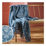 Habitat Folk Floral Throw – Blue – 150x125cm