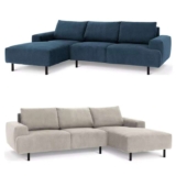 Habitat Julien Velvet Left Hand or Right Hand Corner Chaise Sofa – Navy / Natural – Now Half Price