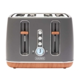 Haden Dorchester Grey Toaster 4 Slice – Variable Browning Levels – Digital Controls & Wide Slots 4 Slice Toaster