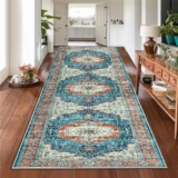 Hafaa Machine Washable Runner Rugs for Hallway Non- Slip Large Bedside Rug 80×150 cm Traditional Pattern Bedroom Carpets for Living Room, Lounge (Regal)