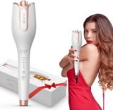 Hair Curler, Curling Wand, Curling Tongs, 4 Temperature Settings, 3 Adjustable Heating Times, for Different Hair Types and Curl Effects, Professional Salon Curling Iron (White)