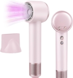 Hair Dryer 200 Million Negative Ionic Hairdryer,3 Speed 4 Heat Setting,110, 000 RPM High Speed Brushless Motor Blow Dryerwith Magnetic Nozzle51dB Low Noise Travel Hairdryers for Women and Men (Pink)