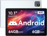 Hakaug Tablet 10 Inch Android OS Quad-Core 6GB RAM 64GB ROM 5000 mAh Battery 1280×800 Touchscreen Tablet-PC (Silver)