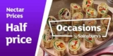 Half Price Occasions e.g. Sainsburys Party Sandwich Platter (24 Quarters) oak smoked ham and Cheddar cheese, – Nectar Price