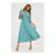 Half Sleeves Jersey Midi Dress with Wrap Neckline