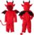 Halloween Costumes Devil Unisex With Jumpsuit, Hood, Wings And Tail Fleece Warm Hoodie Romper Suits Outfits Zip Up Thick Devil Costumes For Halloween And Fancy Dress Parties