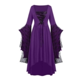 Halloween Costumes for Adult Women Gothic Skeleton Long Black Dress