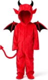 Halloween Costumes for Kids Devil Jumpsuits with Wing and Tail Zip-Up