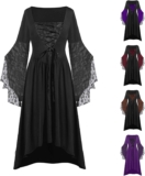 Halloween Costumes for Women Lace Up Gothic Victorian Witch Dresses