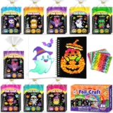 Halloween Foil Art, Party Bag Fillers for Kids, Foil Craft Colouring Books