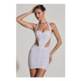 Halterneck Mini Dress in White