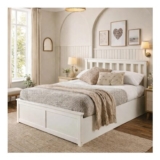 Hampton Wooden Ottoman Storage Bed Shaker Style White/Natural
