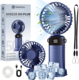 Handheld Fan, Hand Held Fans Rechargeable with 5000mAh Battery, Mini Portable Fan with 5-Speed, USB Electric Personal Fan with LED Display, Small Foldable Travel Fan with Stand,Auto Shut-Off