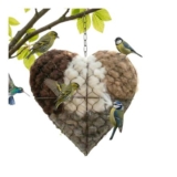 Handmade Fiber Bird Nesting Heart, Refillable Nest Materials Kit