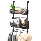 HapiRm Over The Door Hanger – Over Door Hooks with 2 Mesh Baskets & 9 Hook