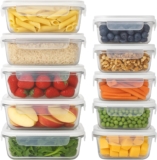 Harbour Housewares Glass Containers with Airtight Lids – 10 Pack – 2 Sizes (1040ml 370ml) Lunch Box Tubs BPA-Free Meal Prep Containers Reusable Leak Proof Food Storage Tubs, Oven Safe, Freezer Safe