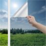Haton Heat Reflective Window Film Privacy for Glass, Silver, 44.5x200cm One Way Clear Mirror Tint Film Anti Glare and UV, Static Cling Sticker See Out Not In for Home Office