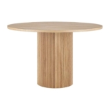 Hattie Panel Round 4-6 Seater Pedestal Dining Table – Natural w/Code