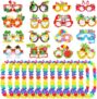 Hawaiian Party Decorations Set – 12 Hawaiian Garlands & 16 Paper Glasses for Summer Beach & Festival Themed Party Accessories
