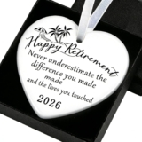 Heart-Shaped Ceramic Ornament Never Underestimate the Difference You Made 2026 Retirement Gifts for Woman Happy Retirement Appreciation Gift for Retired Coworker Teacher Friend