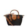 Helene Black & Cognac Canvas & Leather Mini Handbag