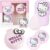 Hello Kitty Sanrio Beauty Accessories Set with Beauty Sponge & Holder, Reusable Makeup Remover Pads Folding Travel Hairbrush, Kawaii Gifts for Women