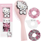 Hello Kitty Sanrio Hair Brush & Scrunchies Set for Girls Teens, Cinnamoroll Kuromi Kawaii Travel Paddle Brush Detangler, Anime Gifts for Her (Hello Kitty Brush & Scrunchies)