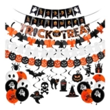 Herbbree 27PCS Indoor Halloween Decor Set with Banner and Balloons