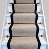 Herringbone Keswick Cream Fleck Stair Runner with 100% Cotton Black Border – Sold & Shipped by RainbowHome