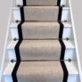 Herringbone Keswick Cream Fleck Stair Runner with 100% Cotton Black Border – Sold & Shipped by RainbowHome