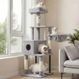 Heybly Cat Tree with Toy, 125cm Cat Tower for Indoor Cats HCT200SW